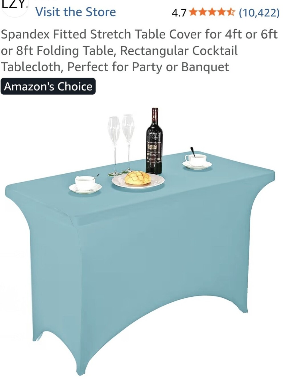 NWT Aqua Stretch Rectangular Table Cover Blue for Events Size 	48" x 30"